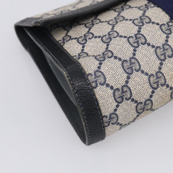 GUCCI GG Supreme Sherry Line Clutch Bag PVC Navy 84 01 006 Auth 205735