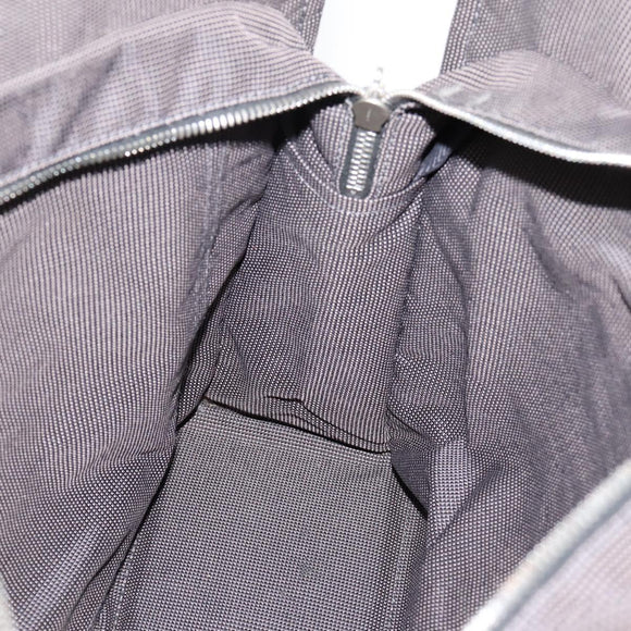 HERMES Her Line MM Hand Bag Canvas Gray Silver Auth 205800A