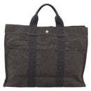 HERMES Her Line MM Hand Bag Canvas Gray Silver Auth 205800A-2