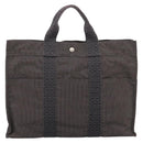 HERMES Her Line MM Hand Bag Canvas Gray Silver Auth 205800A-3