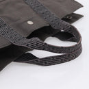HERMES Her Line MM Hand Bag Canvas Gray Silver Auth 205800A-7