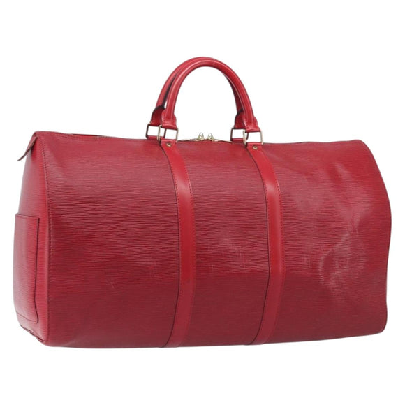 LOUIS VUITTON Epi Keepall 50 Boston Bag Red M42967 LV Auth 205802A