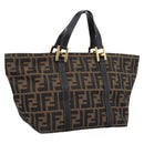 FENDI Zucca Canvas Hand Bag Brown Gold Tone Auth 205803-1