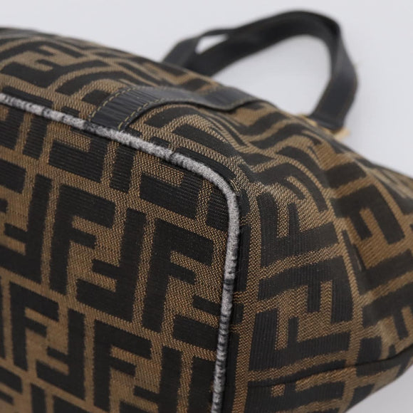 FENDI Zucca Canvas Hand Bag Brown Gold Tone Auth 205803
