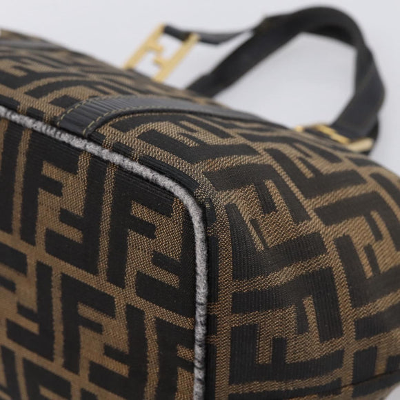 FENDI Zucca Canvas Hand Bag Brown Gold Tone Auth 205803