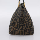FENDI Zucca Canvas Hand Bag Brown Gold Tone Auth 205803-4