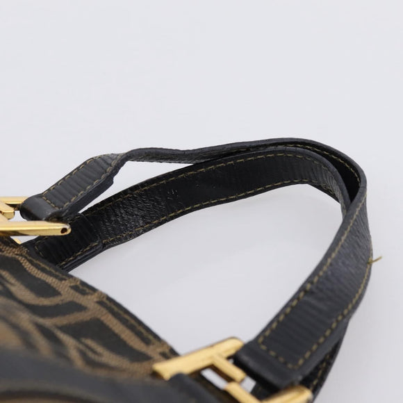 FENDI Zucca Canvas Hand Bag Brown Gold Tone Auth 205803