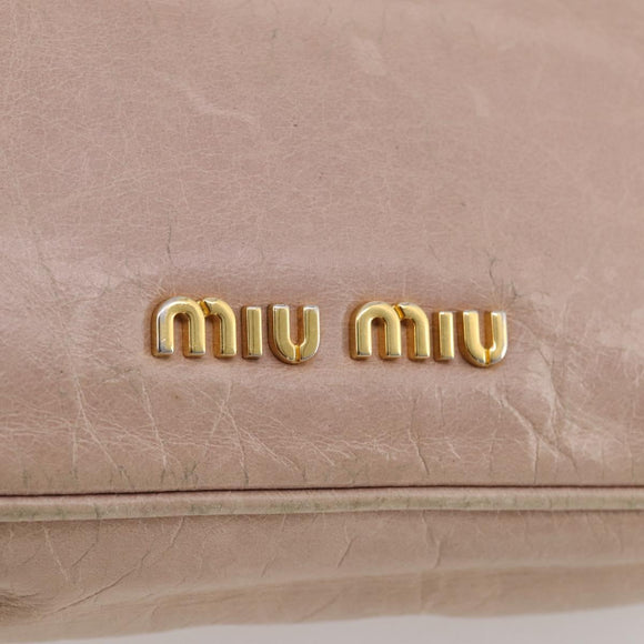 Miu Miu Matelasse Shoulder Bag Leather Pink Gold Tone Auth 205812A