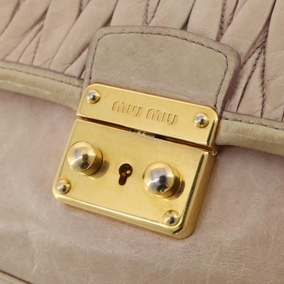Miu Miu Matelasse Shoulder Bag Leather Pink Gold Tone Auth 205812A