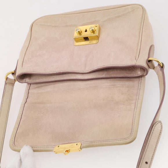 Miu Miu Matelasse Shoulder Bag Leather Pink Gold Tone Auth 205812A