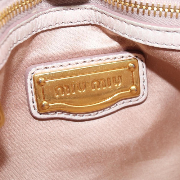 Miu Miu Matelasse Shoulder Bag Leather Pink Gold Tone Auth 205812A