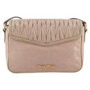 Miu Miu Matelasse Shoulder Bag Leather Pink Gold Tone Auth 205812A-3