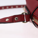 VALENTINO Rock Studs Shoulder Bag Leather Red Gold Tone Auth 205816-8