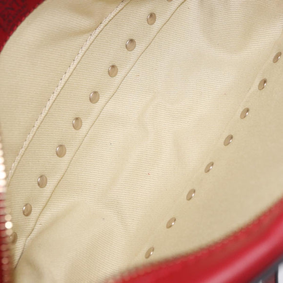 VALENTINO Rock Studs Shoulder Bag Leather Red Gold Tone Auth 205816