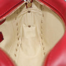 VALENTINO Rock Studs Shoulder Bag Leather Red Gold Tone Auth 205816-24
