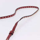 VALENTINO Rock Studs Shoulder Bag Leather Red Gold Tone Auth 205816-14