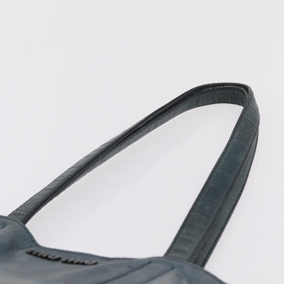 Miu Miu Tote Bag Leather Navy Silver Auth 205818