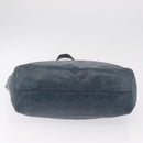 Miu Miu Tote Bag Leather Navy Silver Auth 205818-7