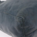 Miu Miu Tote Bag Leather Navy Silver Auth 205818-15