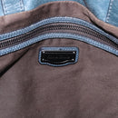 Miu Miu Tote Bag Leather Navy Silver Auth 205818-20