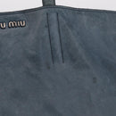 Miu Miu Tote Bag Leather Navy Silver Auth 205818-2