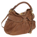 Miu Miu Shoulder Bag Leather 2way Brown Gold Tone Auth 205819A-1
