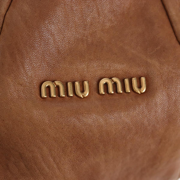 Miu Miu Shoulder Bag Leather 2way Brown Gold Tone Auth 205819A