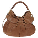 Miu Miu Shoulder Bag Leather 2way Brown Gold Tone Auth 205819A-13