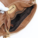 Miu Miu Shoulder Bag Leather 2way Brown Gold Tone Auth 205819A-23