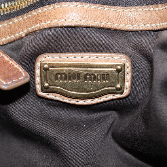 Miu Miu Shoulder Bag Leather 2way Brown Gold Tone Auth 205819A