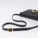 CELINE Circle Shoulder Bag Leather Black Gold Tone Auth 205823-10