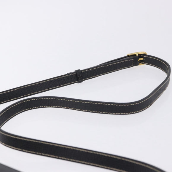 CELINE Circle Shoulder Bag Leather Black Gold Tone Auth 205823