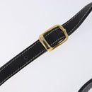 CELINE Circle Shoulder Bag Leather Black Gold Tone Auth 205823-12