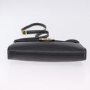CELINE Circle Shoulder Bag Leather Black Gold Tone Auth 205823-14