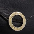 CELINE Circle Shoulder Bag Leather Black Gold Tone Auth 205823-19