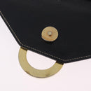 CELINE Circle Shoulder Bag Leather Black Gold Tone Auth 205823-21