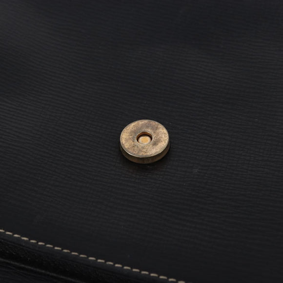 CELINE Circle Shoulder Bag Leather Black Gold Tone Auth 205823