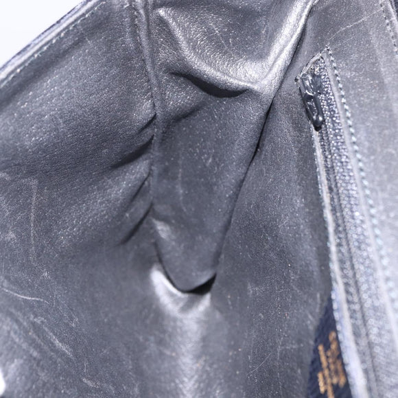CELINE Circle Shoulder Bag Leather Black Gold Tone Auth 205823