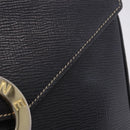 CELINE Circle Shoulder Bag Leather Black Gold Tone Auth 205823-3