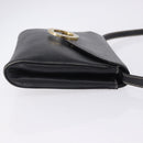 CELINE Circle Shoulder Bag Leather Black Gold Tone Auth 205823-5