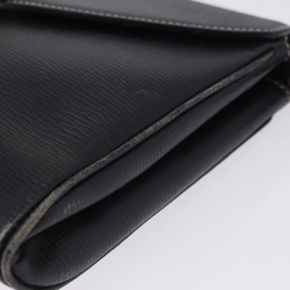 CELINE Circle Shoulder Bag Leather Black Gold Tone Auth 205823
