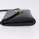 CELINE Circle Shoulder Bag Leather Black Gold Tone Auth 205823-7