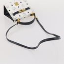 MCM Vicetos Hand Bag PVC Leather 2way White Gold Tone Auth 205825A-10