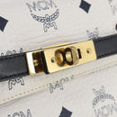 MCM Vicetos Hand Bag PVC Leather 2way White Gold Tone Auth 205825A-17