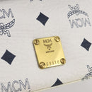 MCM Vicetos Hand Bag PVC Leather 2way White Gold Tone Auth 205825A-18