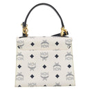 MCM Vicetos Hand Bag PVC Leather 2way White Gold Tone Auth 205825A-3