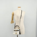 MCM Vicetos Hand Bag PVC Leather 2way White Gold Tone Auth 205825A-31