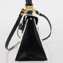 MCM Vicetos Hand Bag PVC Leather 2way White Gold Tone Auth 205825A-5