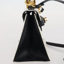 MCM Vicetos Hand Bag PVC Leather 2way White Gold Tone Auth 205825A-6