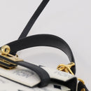 MCM Vicetos Hand Bag PVC Leather 2way White Gold Tone Auth 205825A-9